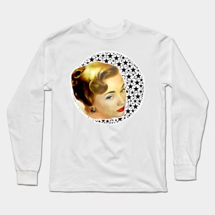 Woman profile with background stars Long Sleeve T-Shirt